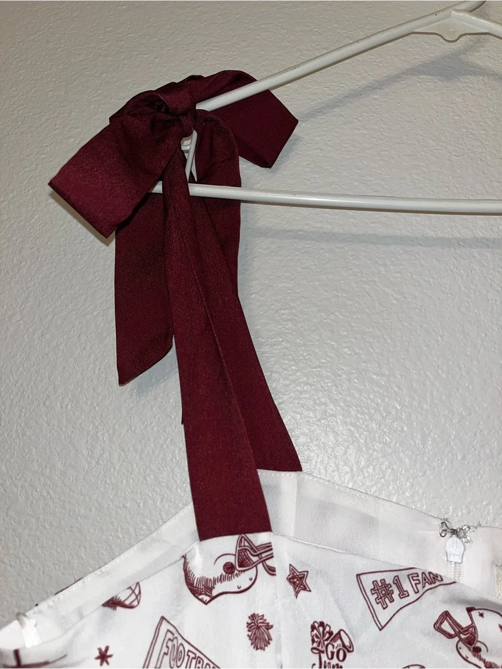NWT Francesca’s Football Print Mini Dress Bow Strap Coquette Size M - Picture 5 of 7